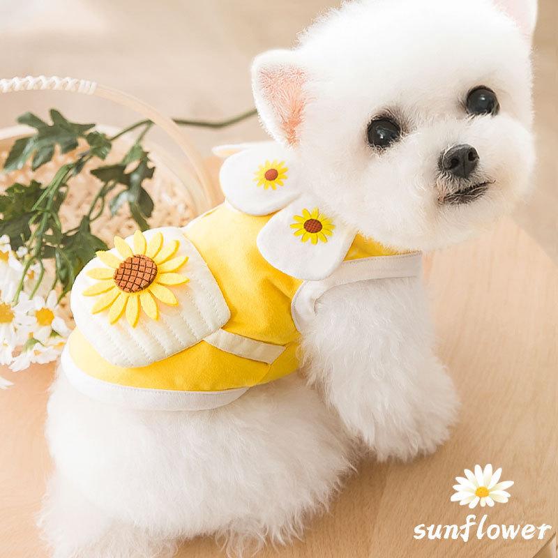 

Popular spring and summer teddy vest petal collar woven strap satchel medium and small dog cat puppy dog pet clothes XXL (recommended weight 15-10kg)
