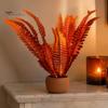 Decorative Branches for Terraces Artificial Fall Fern Plants, 18 Heads Autumn Orange Fake Persian Marine Theme Landscape Decorations Greenery Bushes,