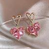 Pendientes de Botón con Forma de Corazón Brillante de Cristal Metal Chapado en Oro Diseño Colgante Joyería Ligera para Uso Diario y Ocasiones Especiales