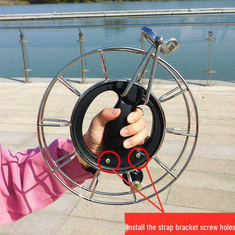 High-End Stainless Steel Kite Reel with Handbrake, Anti-Reverse, and Large Bearing for Sea Fishing