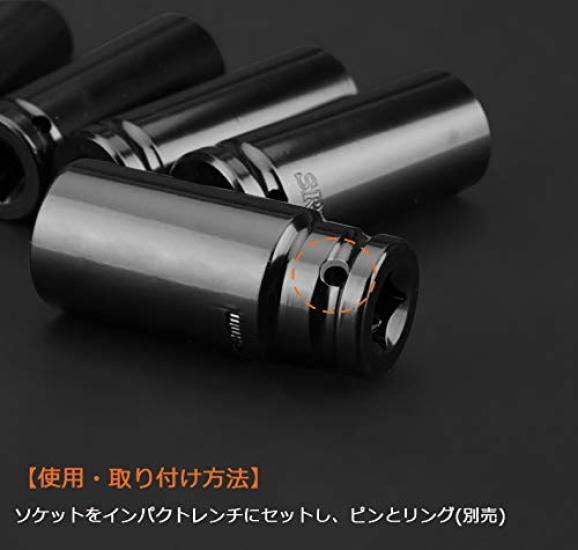 Impact Socket Set Impact Deep Socket 10mm 12mm 13mm 14mm 15mm 17mm 19mm 21mm 22mm 24mm Set of 10 with Case Surface Contact Type 1/2 (12.7)