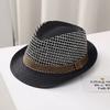 Men Wide Brim Braided Straw Sun Hat Panama Jazz Hat Summer UV Protection Breathable Mesh Beach Outdoor British Style Cowboy