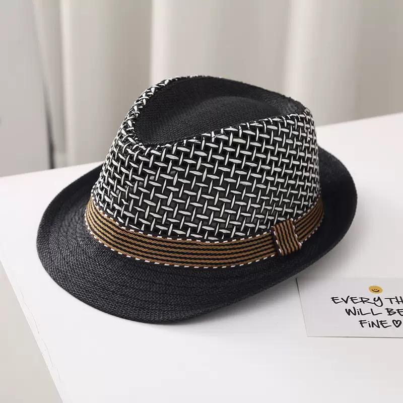 Men Wide Brim Braided Straw Sun Hat Panama Jazz Hat Summer UV Protection Breathable Mesh Beach Outdoor British Style Cowboy