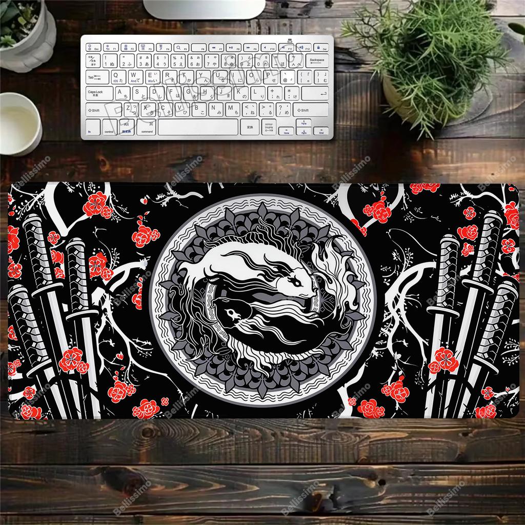 Gaming Cartoon Fish Koi Art Mouse Pads Anime Table Mats Computer Mousepad 100x50cm Large Gamer Mousepads Company Big Desk Pad