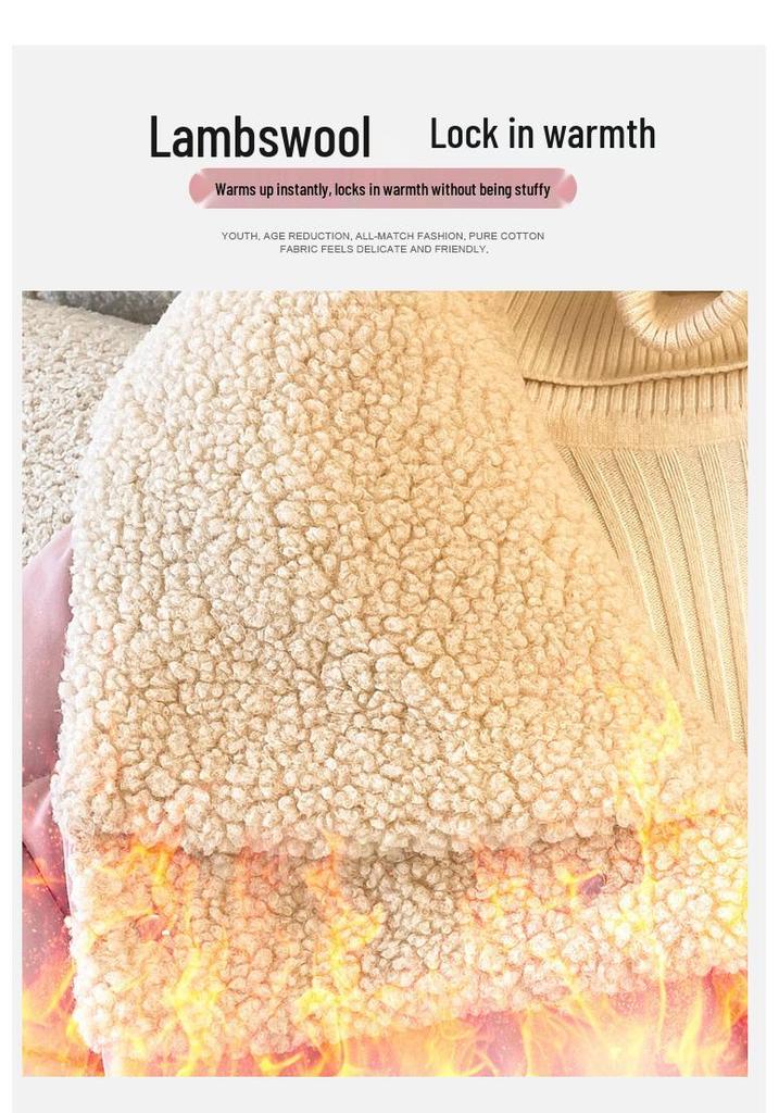 Women's Short Cotton Jacket, Korean Lapel Style, Imitation Lamb Wool, Loose Double-Sided Wear, Long Sleeve Bread Coat.