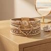 Braided Heart Woven Bracelet Leather Stacked Zircon Bracelets  Female Jewelry