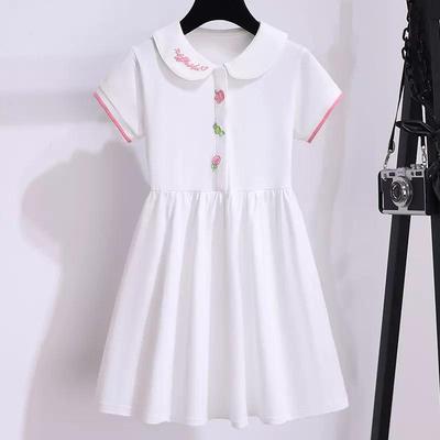 Girls' Summer College Style Princess Dress - Short-Sleeved