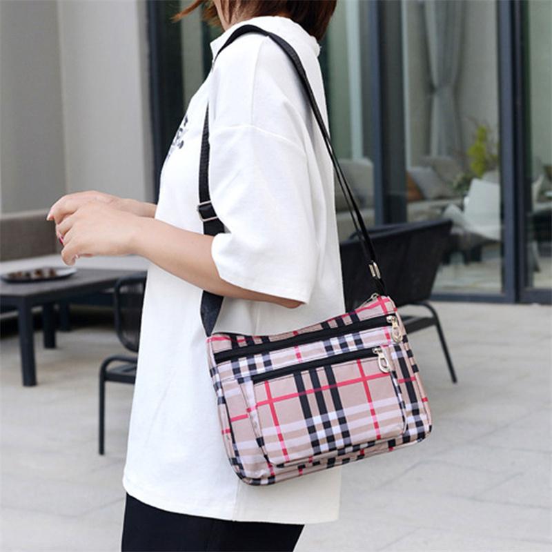 Buy Waterproof Oxford Cloth Largecapacity Multilayer Oneshoulder Messenger Nylon Bag Plaid