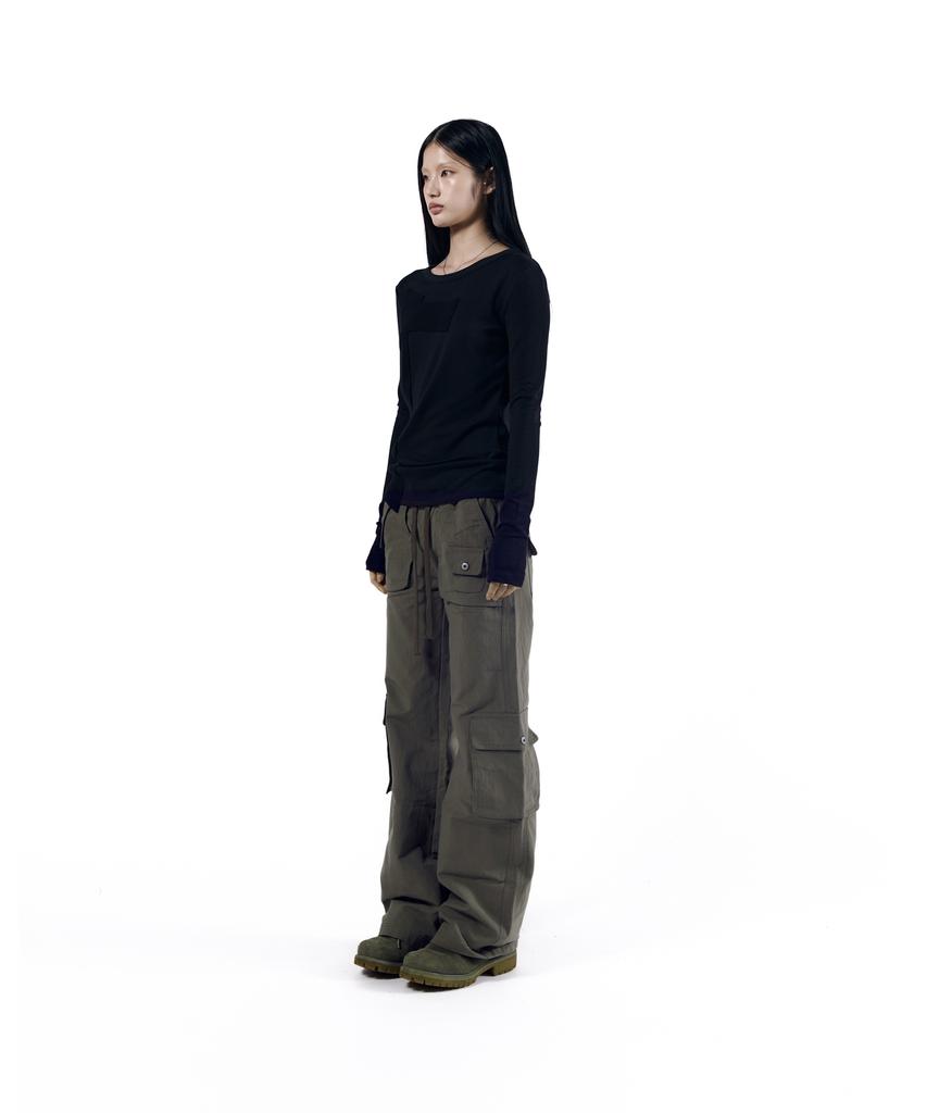AAKAM Flare Cargo Pocket Pants (Khaki)