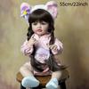 55cm 22Inch Reborn Dolls Full Silicone Body Baby Girl with Long Brown Hair, Lifelike Princess Toddler Bebe Newborn Christmas Gift