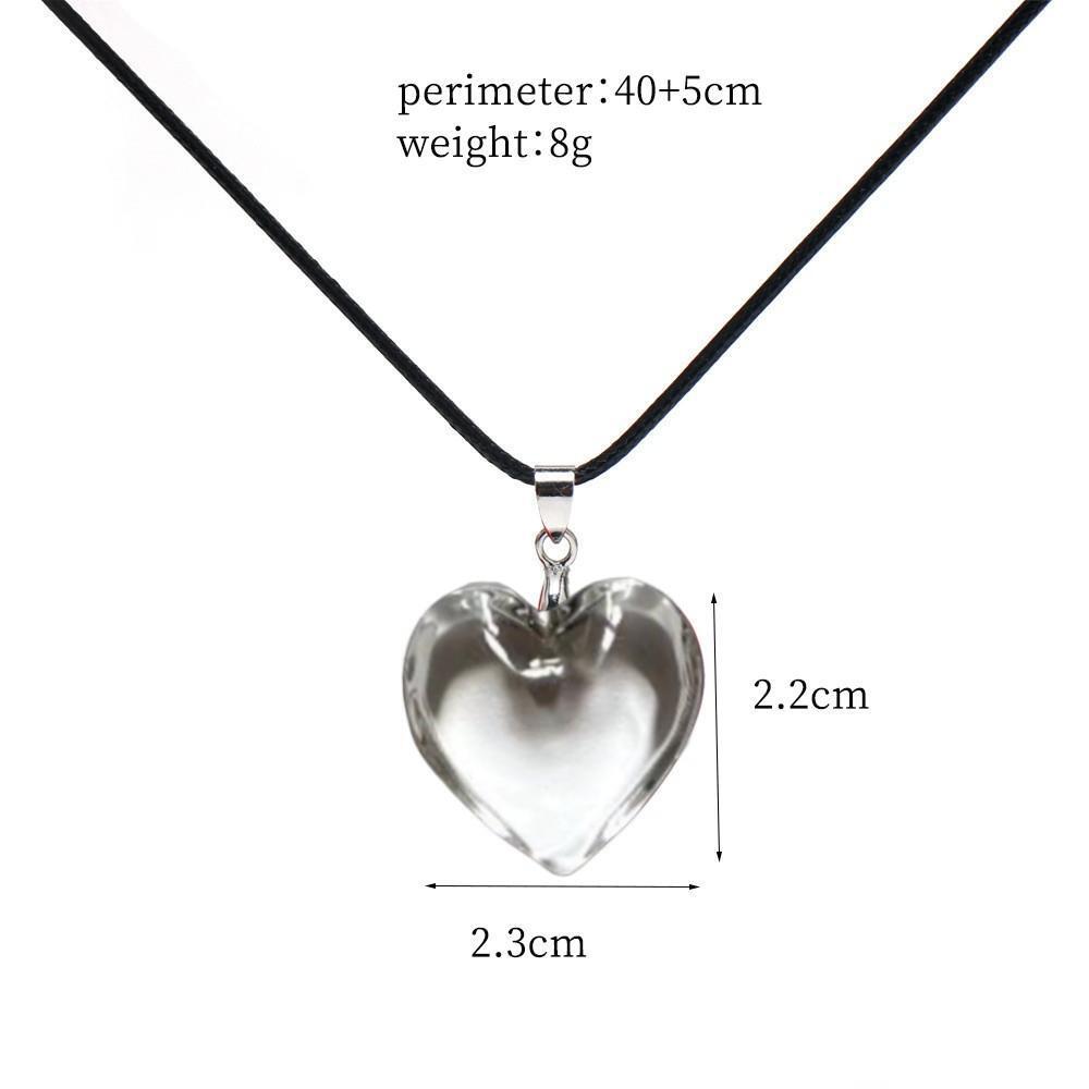 Creative Simple Transparent Heart-shaped Pendant Black Wax Thread Necklace for Women Men Friend Personality Trendy Jewelry Gifts
