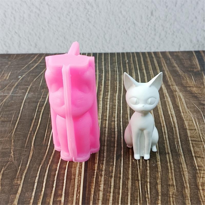 Big Ear Kitten Animal Silicone Molds for Candle Soap Chocolate Candy Cement Gypsum Silicone Molds for Home Decoration