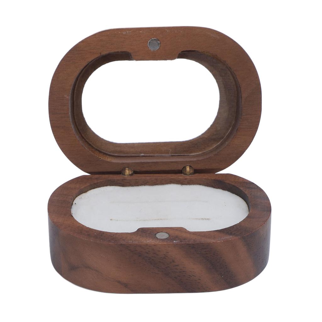 Ring Storage Box Vintage Walnut Wood and Soft Sponge Proposal Ring Holder for Wedding Or Festival Magnetic Closure