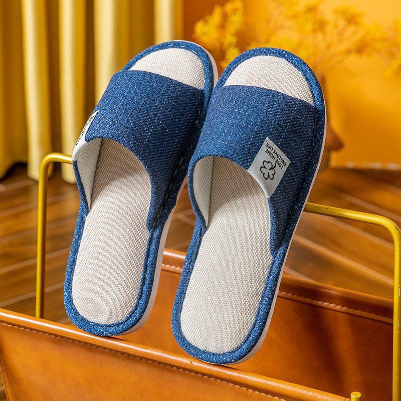 

Linen slippers women s spring and autumn four seasons indoor household cotton and linen home non-slip summer men s customization 44-45 (suitable for 43-44)