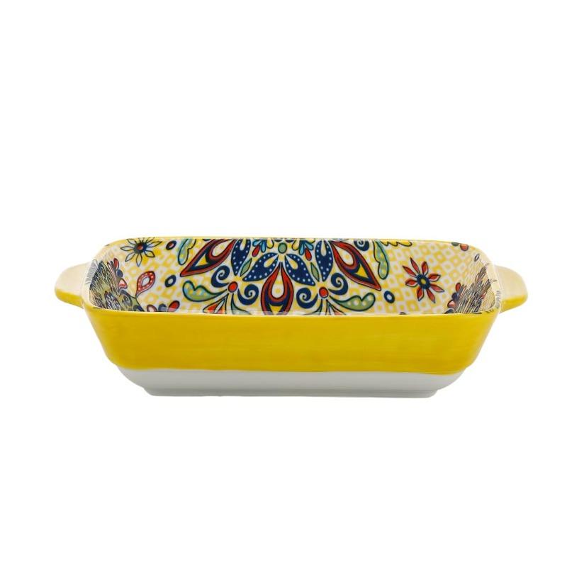 

Bohemian Egg-shaped Ceramic Baking Pan Pasta Plate Fruit Salad Plate Colorful Combination Set, 9 Inch 9.25inch