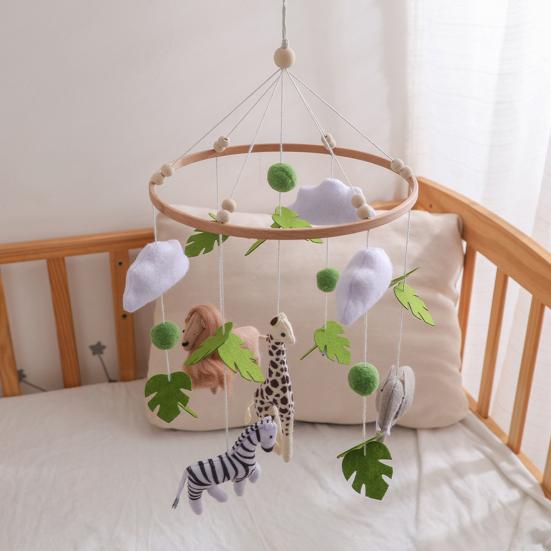 Baby Crib Mobile Clouds Animals Leaf Plush Crib Mobile Handmade Felt
