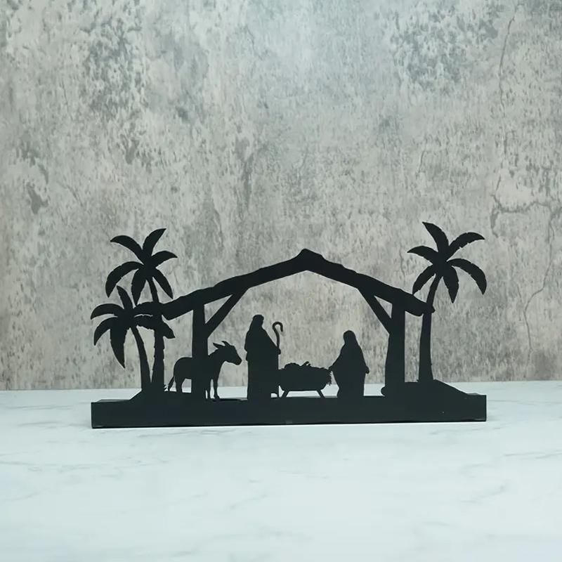 Kerzenständer aus Eisen, Motiv: Geburtsszene, Kerzenständer für Weihnachten, Geburtstagsszene