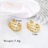 Stainless Steel Geometric Three-Layer Earrings: Stylish Ear Cuffs for Women, Classic Versatile Jewelry with a High-End, Luxurious Feel.