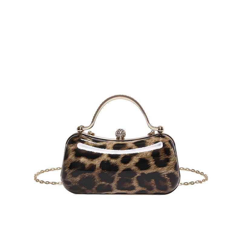 

Internet celebrity leopard print small bag women 2025 new Korean version fashion retro shoulder bag ins Internet celebrity messenger dinner bag коричневий