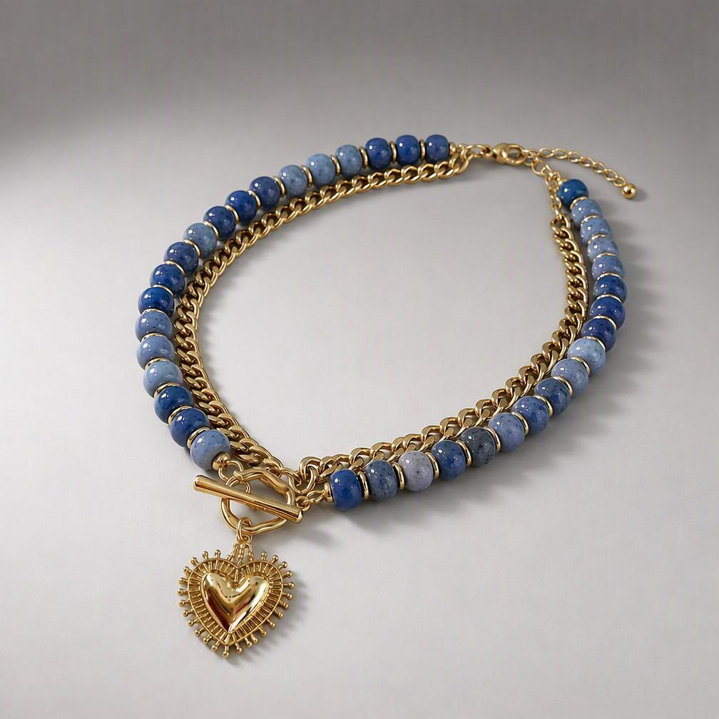 Korean Style Heart Pendant Necklace With Alloy Material For Party Wear