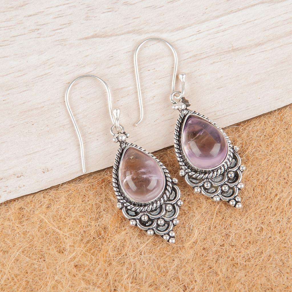 Rare Ametrine Gemstone 925 Sterling Silver Jewelry Handmade Dangle Earrings1.9" EE-85-20