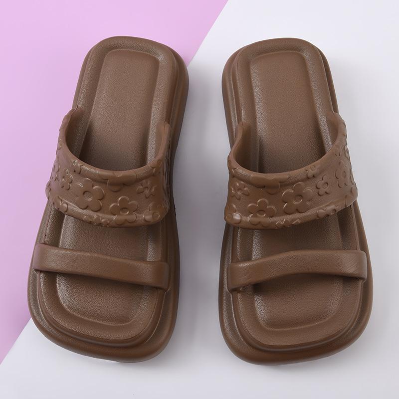 Two Women with Sandals Fashion Trend Heightened Platform Eva Household Slippers Summer Wear Non-slip Beach Sandals