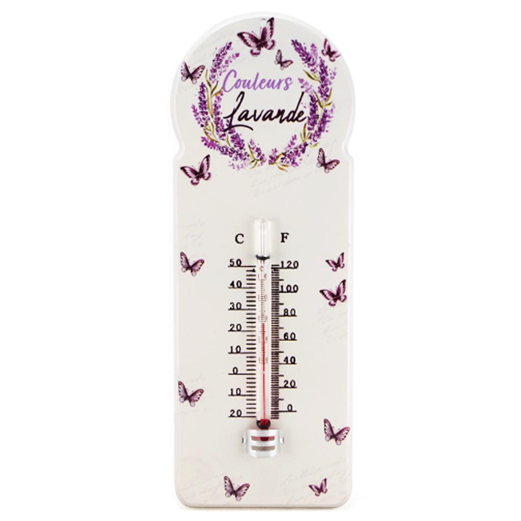 Les Trésors De Lily [A2460] - Termometru metalic vintage „Lavender Colors” ivory violet - 29x10 cm