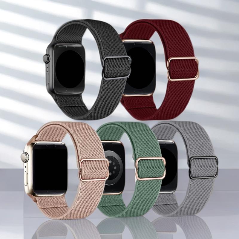 5Pcs Nylon Straps For Apple Watch Band  49mm 45mm 44mm 40mm 38mm For Women Men,Adjustable For Apple Watch Series 11 10 Ultra 3 2