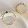 Elegant Green Beaded Gold Bracelet: Retro Chinese Style, Good Luck Charm, Fashionable High-End Jewelry