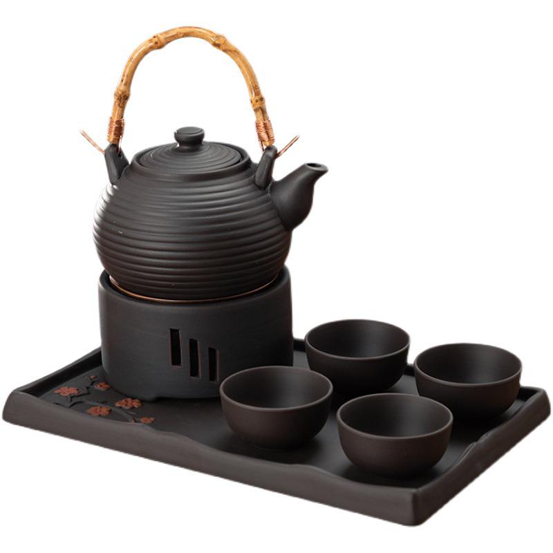 

Zini Gongfu Ceramic Tea Set with Tea Stove and Tray - New Chinese Style for Home and Living Room