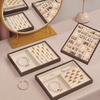 1pc Walnut wood grain jewelry box, jewelry storage tray, store counter display tray, used for rings, necklaces, earrings
