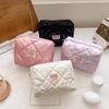 Quilting Women's Cosmetic Pouch Large Capacity Travel Storage Bags Simple Plaid Ladies Clutch Handbags Big Toiletry Bag