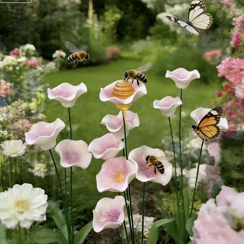 2pcs Flower Bee Sugar Feeders Butterfly Water Ceramic Feeders For Outdoor Bee Feeding Indoor Decoration Gardening Accessories