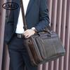 Jiameida European & American Retro Leather Men's Briefcase & Handbag for 17-Inch Laptops