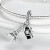 Copper Travel Luggage Attractions Series Shiny Zircon Charm Beads Suitable Fit Pan Original Bracelet Diy Party
