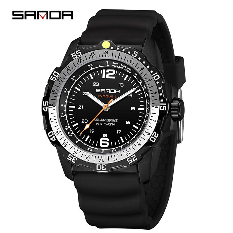 Sanda Quartz Solar-Powered Luminous Watch with Rotating Bezel and Long Battery Life - New Student Model