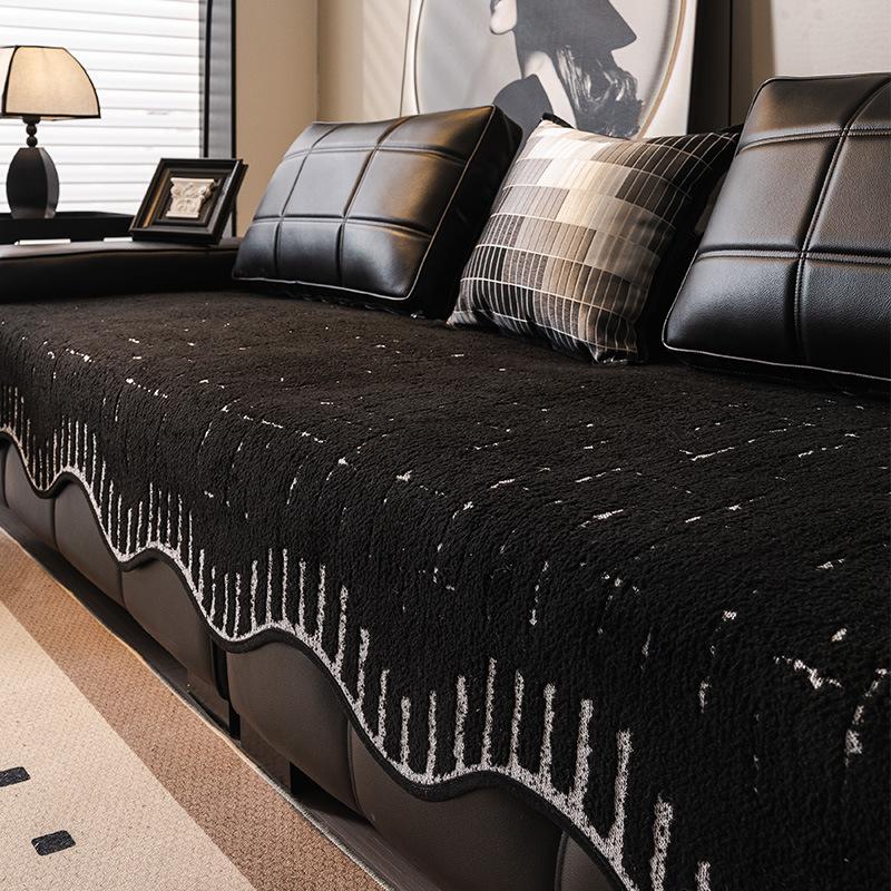 

1pc Glam Style T-Cushion Sofa Cover Soft Wave-Edge Autumn/Winter Non-Slip Machine Washable Durable Scratch-Resistant Home Decor 70x70cm1pc