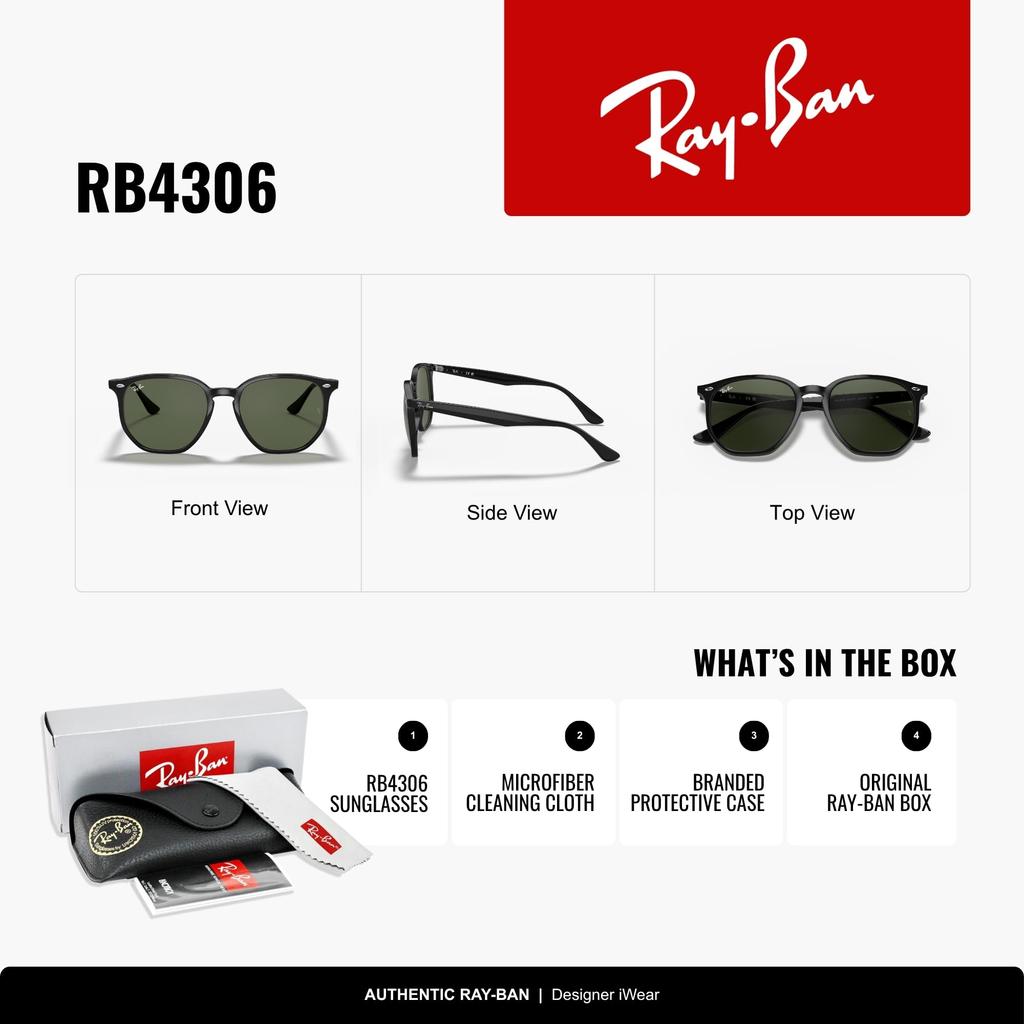 Sunglasses 0RB4306F BLACK Japan 54 Asian Fit Ray-Ban 601/71 (FREE Size)