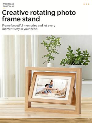 Cadre Photo Rotatif Double Face Créatif 7 Pouces en Bois Bricolage Empreinte de Patte de Chien Chat Animal de Compagnie Empreinte de Main Pied Cadeau Mémorial Décoration de Bureau à Domicile Cadre d'Affichage