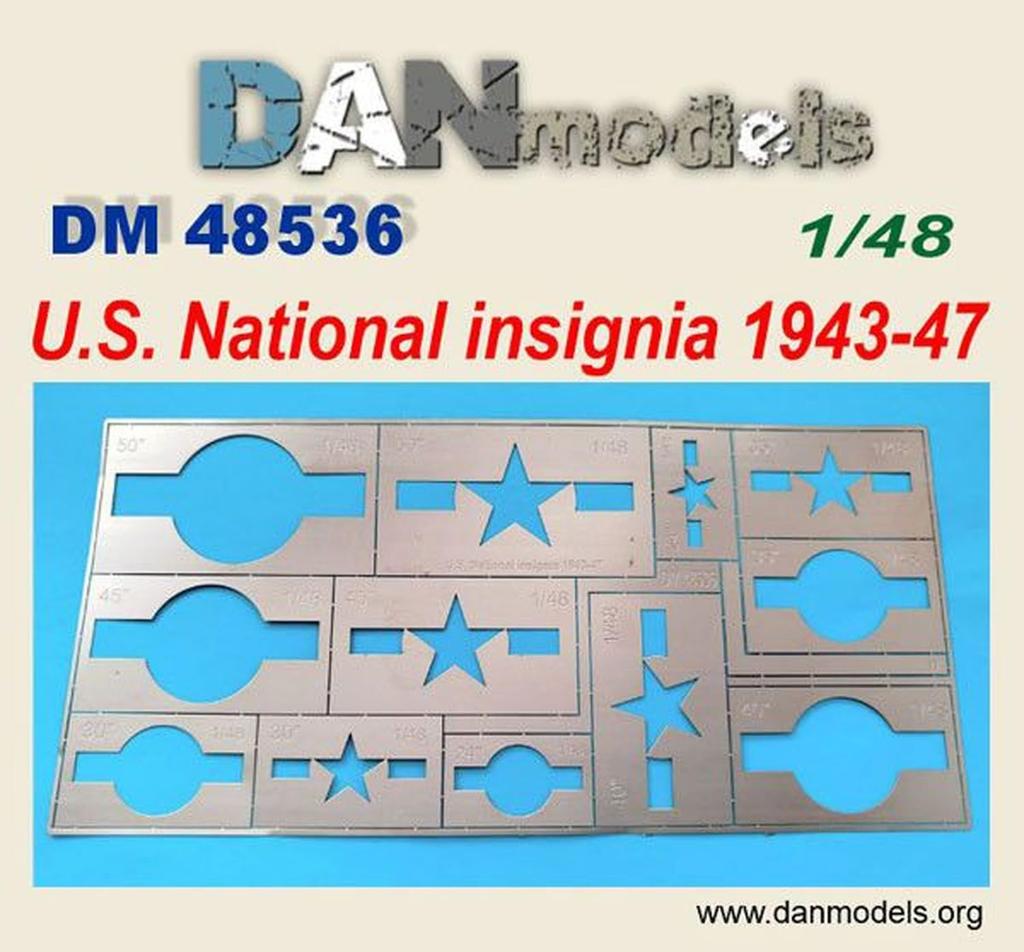 Dan Models Scale Military Aircraft Nationality Markings Etching Stencil for Hobby DAN48536 1/48 U.S. 1943-1947 Painting, (Airplane)