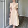 ZANZEA Women V-Neck Summer Casual Short Sleeve Dress
