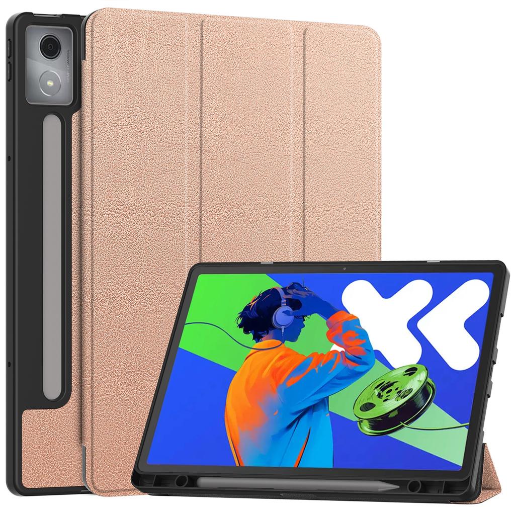 For Lenovo Xiaoxin Pad Pro 12.7 (2025) Stand Case Shock-Absorbent Leather Tablet Cover with Pen Slot