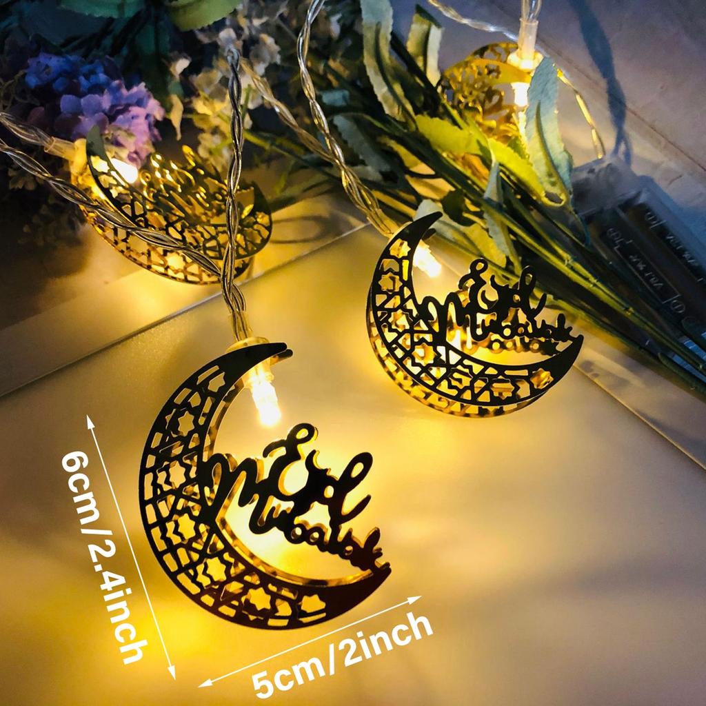 Moon Star Led String Light Ramadan Decoration 2025 Aid EID Mubarak Decor Islam Muslim Event Party Supplies Eid al-Fitr Decor