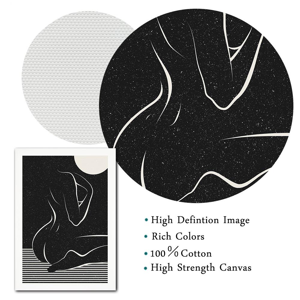 Abstract Nude Woman Silhouette Sensual Art Print Naked Body Figure  Modern Boho Female Poster Canvas Painting Wall Decor