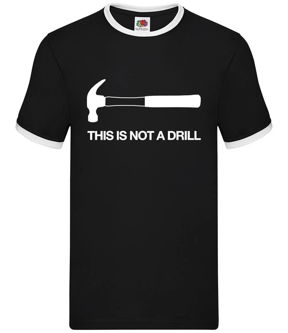 Hammer Not A Drill - Mens Ringer - Builder Tradesman DIY Handyman Funny XXXXL