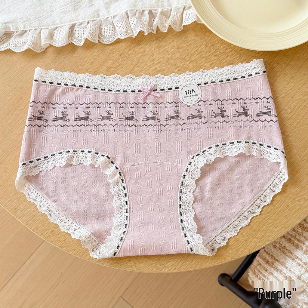 10A Antibacterial Lace Sweet Fresh Cotton Panties with Extended Crotch – Comfortable & Breathable Teen Briefs
