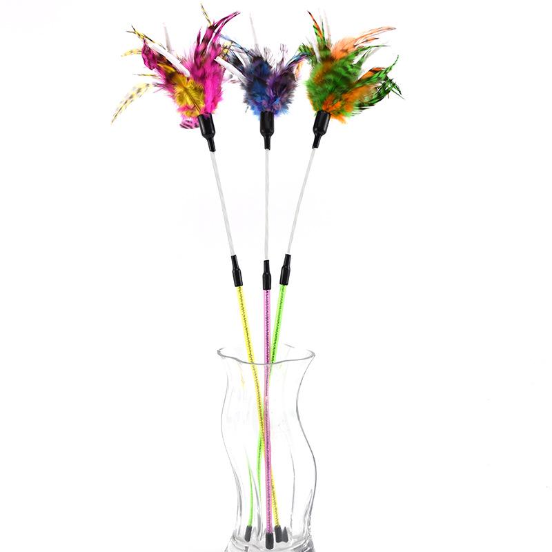 Spiral Feather Rod Cat Teaser Wand - Plastic Cat Toy