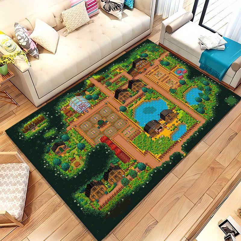 Retro Stardew Valley Farm Game Cartoon Living Room Non-Slip Area Rug Soft Carpet for Bedroom Playroom Sofa,Home Decor Doormat