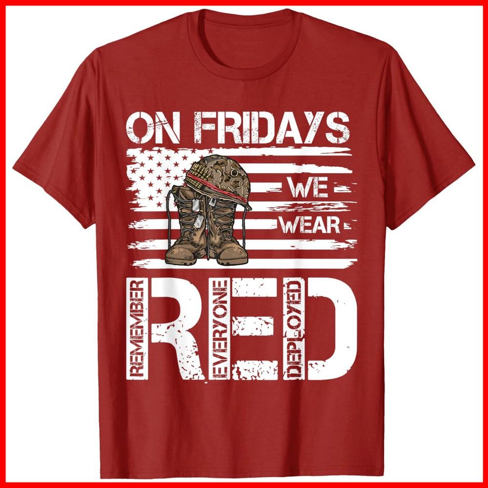 В пятницу мы носим красное Американский флаг Военная поддержка Красная хлопковая футболка Унисекс футболка XL