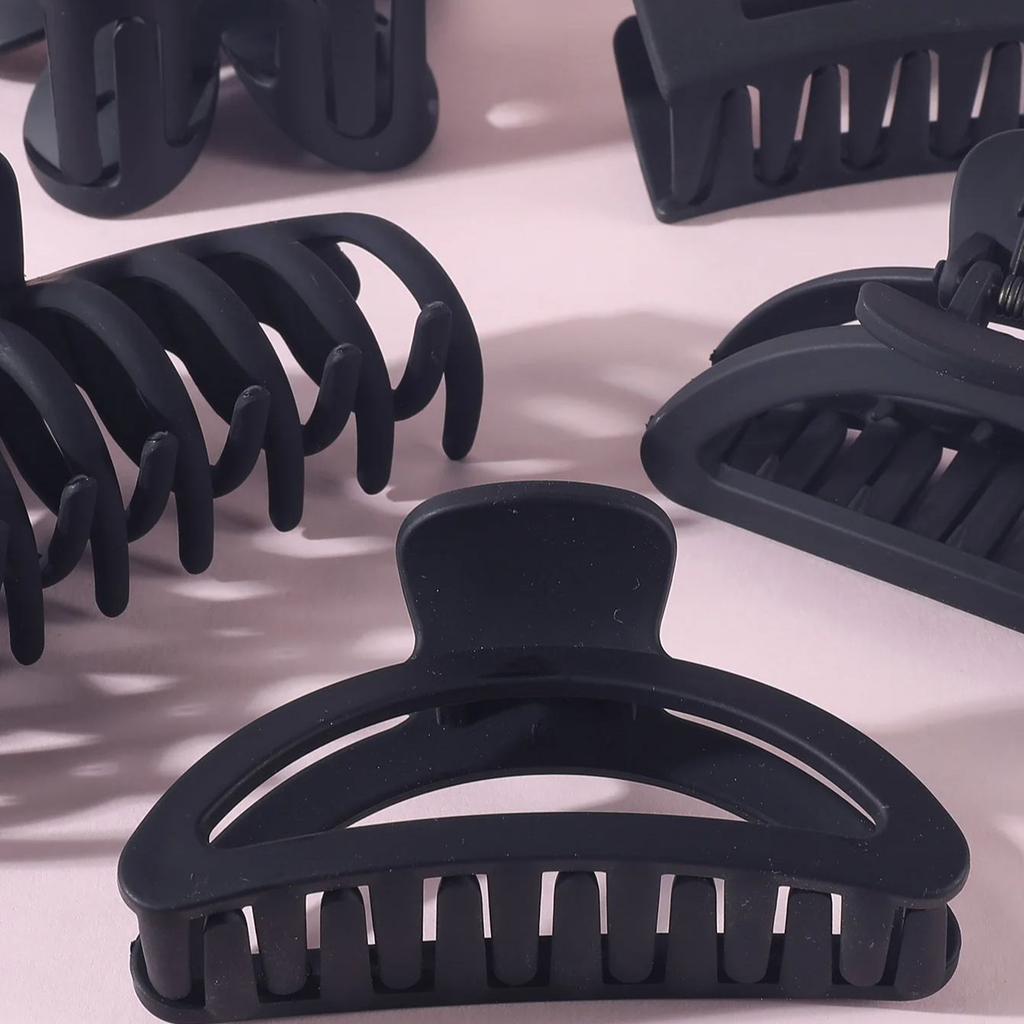 26ks Sada dámských černých sponek do vlasů Elastická čelenka Velká matná spona do vlasů Bezšvé držáky na culík Gumičky do vlasů